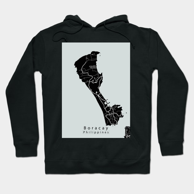 Boracay Philippines Island Map dark Hoodie by Robin-Niemczyk